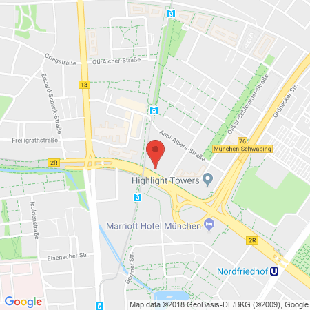 Position der Autogas-Tankstelle: Aral Tankstelle in 80807, München