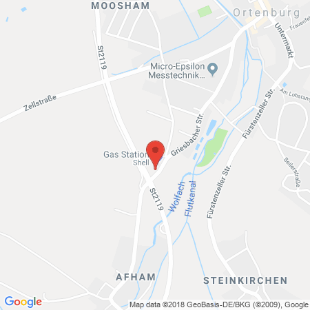 Position der Autogas-Tankstelle: Shell Tankstelle in 94496, Ortenburg