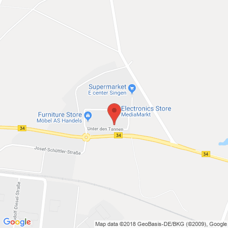 Position der Autogas-Tankstelle: Tankstelle Am E-center in 78224, Singen