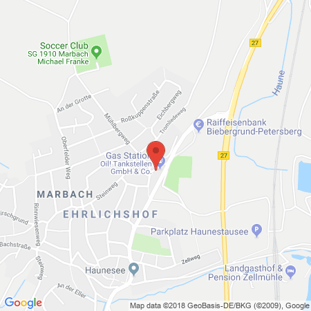 Position der Autogas-Tankstelle: Oil! Tankstelle Marbach in 36100, Marbach