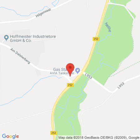Position der Autogas-Tankstelle: AVIA-Servicestation in 33034, Brakel