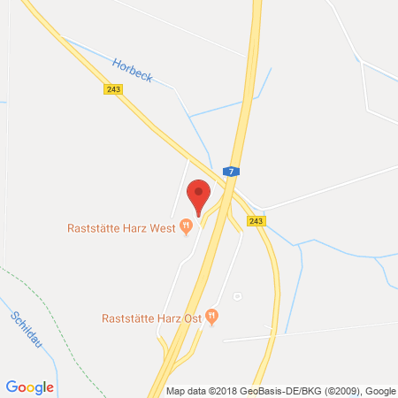Position der Autogas-Tankstelle: BAB-Tankstelle Harz West (Aral) in 38723, Seesen