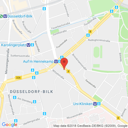 Position der Autogas-Tankstelle: Esso Tankstelle in 40225, Duesseldorf
