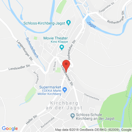 Position der Autogas-Tankstelle: AVIA Tankstelle in 74592, Kirchberg / Jagst