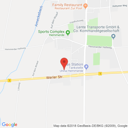Position der Autogas-Tankstelle: Unna, Werler Str. 208 in 59427, Unna