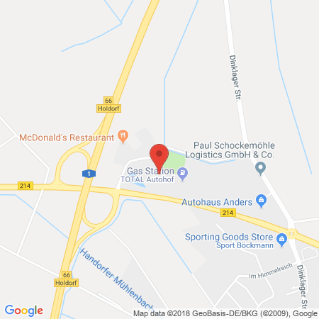 Position der Autogas-Tankstelle: Total Autohof Holdorf in 49451, Holdorf