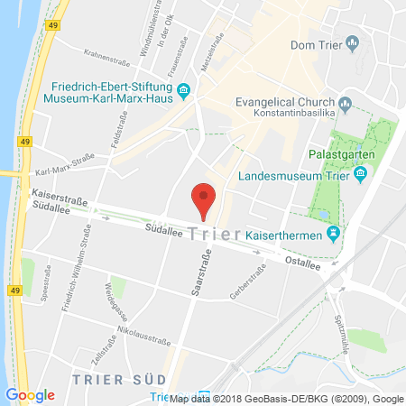 Position der Autogas-Tankstelle: Esso Tankstelle in 54290, Trier