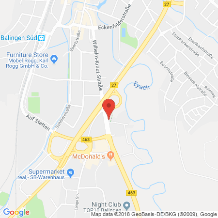 Position der Autogas-Tankstelle: Aral Tankstelle in 72336, Balingen