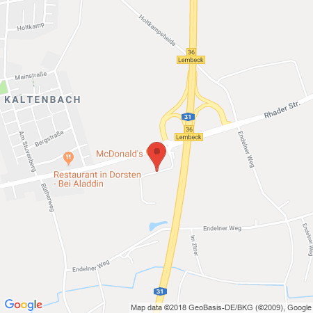Position der Autogas-Tankstelle:  AVIA-Servicestation in 46286, Dorsten
