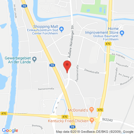 Position der Autogas-Tankstelle: Shell Tankstelle in 91301, Forchheim