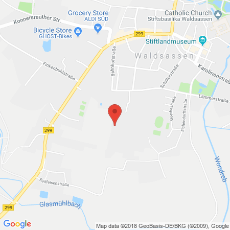Position der Autogas-Tankstelle: Raiffeisenbank Im Stiftland Eg, Zw Waldsassen in 95652, Waldsassen