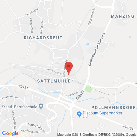 Position der Autogas-Tankstelle: Baywa Tankstelle  Waldkirchen in 94065, Waldkirchen