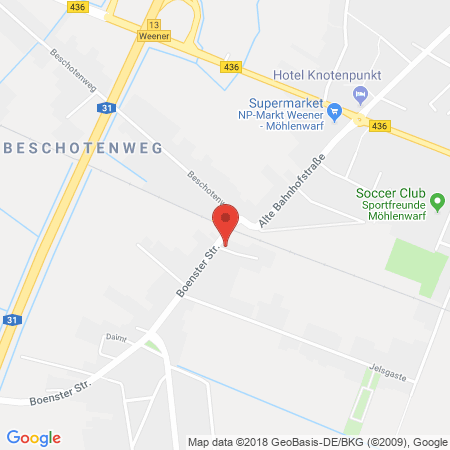 Standort der Tankstelle: Raiffeisen Tankstelle in 26826, Weener-Möhlenwarf