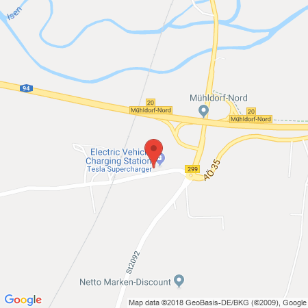 Position der Autogas-Tankstelle: Total Autohof Erharting in 84512, Erharting