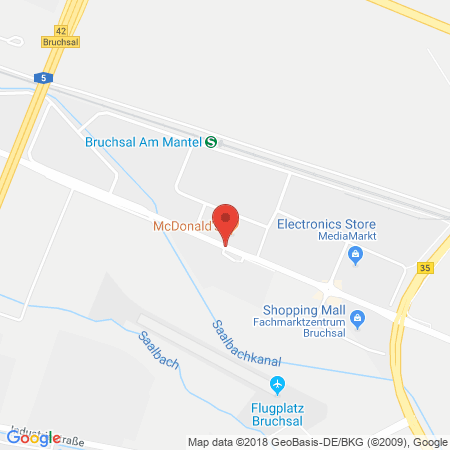 Position der Autogas-Tankstelle: OMV Tankstelle in 76646, Bruchsal / Nordseite