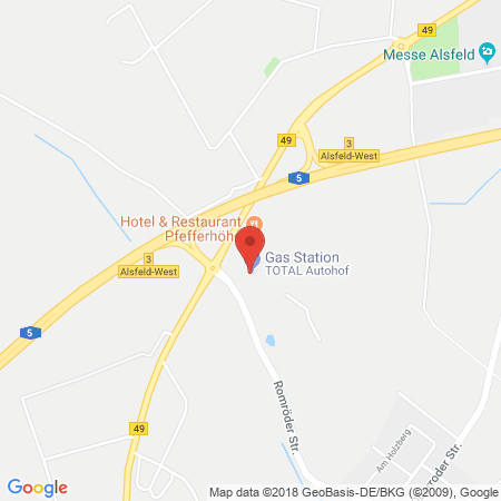 Position der Autogas-Tankstelle: Total Autohof Alsfeld in 36304, Alsfeld