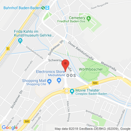 Position der Autogas-Tankstelle: HEM Tankstelle in 76532, Baden-baden
