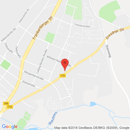 Position der Autogas-Tankstelle: HEM Tankstelle in 09131, Chemnitz