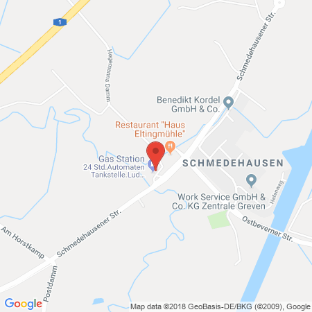 Position der Autogas-Tankstelle: Tankstelle Schulze Jochmaring in 48268, Greven
