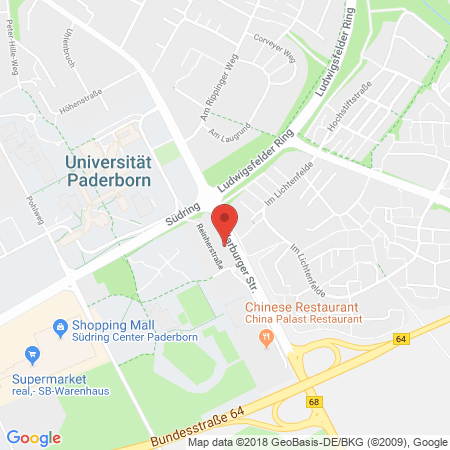 Position der Autogas-Tankstelle: Aral Tankstelle in 33100, Paderborn