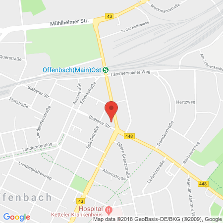 Position der Autogas-Tankstelle: Esso Tankstelle in 63071, Offenbach