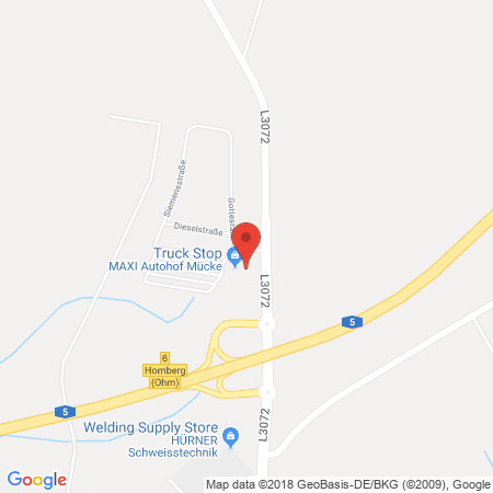 Position der Autogas-Tankstelle: Esso Tankstelle in 35325, Muecke
