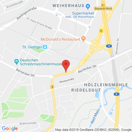 Position der Autogas-Tankstelle: Agip Tankstelle in 95448, Bayreuth
