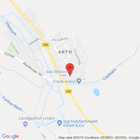 Position der Autogas-Tankstelle: Shell Tankstelle in 84095, Furth/arth