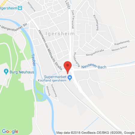 Position der Autogas-Tankstelle: Tankstelle Am Kaufland in 97999, Igersheim