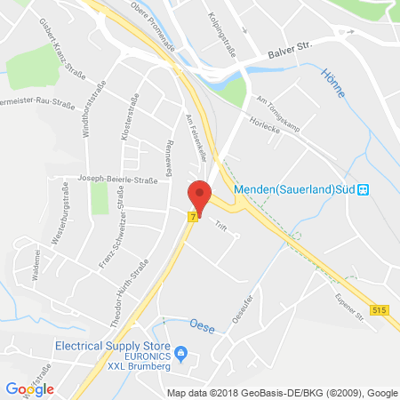 Position der Autogas-Tankstelle: Esso Tankstelle in 58706, Menden
