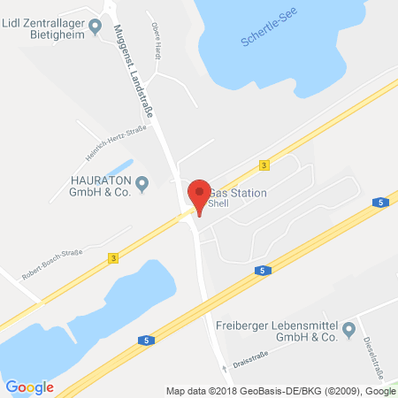 Position der Autogas-Tankstelle: Shell Tankstelle in 76461, Muggensturm