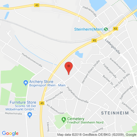 Position der Autogas-Tankstelle: Rewe Tankstelle in 63456, Hanau-steinheim