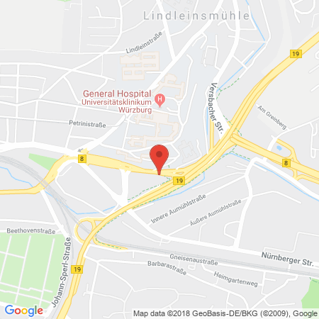 Position der Autogas-Tankstelle: Shell Tankstelle in 97076, Würzburg