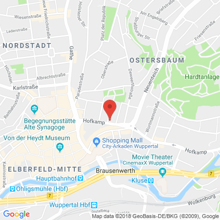 Position der Autogas-Tankstelle: Elan Wuppertal in 42103, Wuppertal