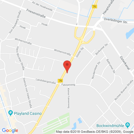 Position der Autogas-Tankstelle: Esso Tankstelle in 26871, Papenburg