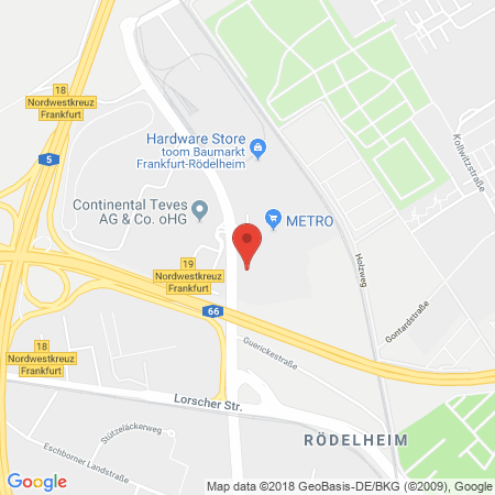 Position der Autogas-Tankstelle: Supermarkt-tankstelle Frankfurt Guerickestrasse 8 in 60488, Frankfurt