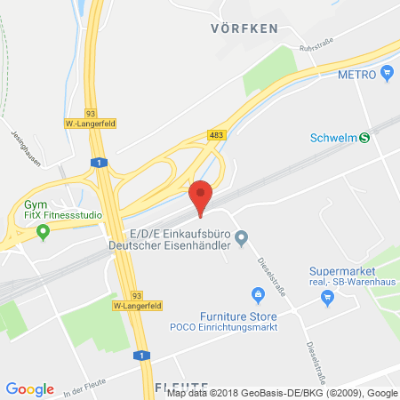 Position der Autogas-Tankstelle: Caratgas GmbH & Co. KG in 42389, Wuppertal