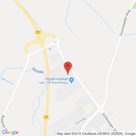 Position der Autogas-Tankstelle: Supermarkt-tankstelle Am Real,- Markt Rendsburg Schleswiger Chaussee 249 in 24768, Rendsburg
