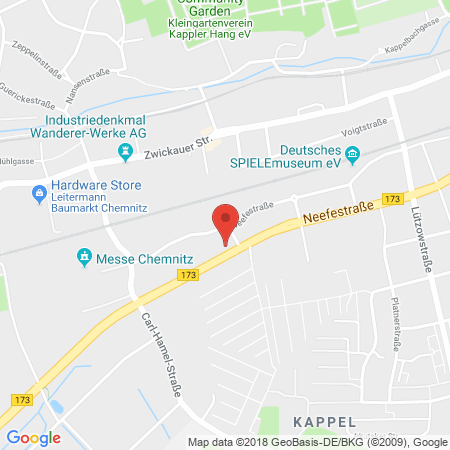 Position der Autogas-Tankstelle: JET Tankstelle in 09116, Chemnitz