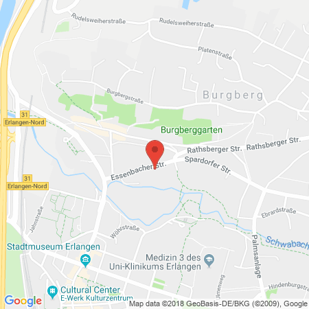 Position der Autogas-Tankstelle: Elo Erlangen in 91054, Erlangen