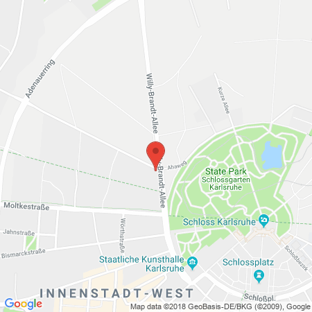 Position der Autogas-Tankstelle: Bft Tankstelle in 76131, Karlsruhe