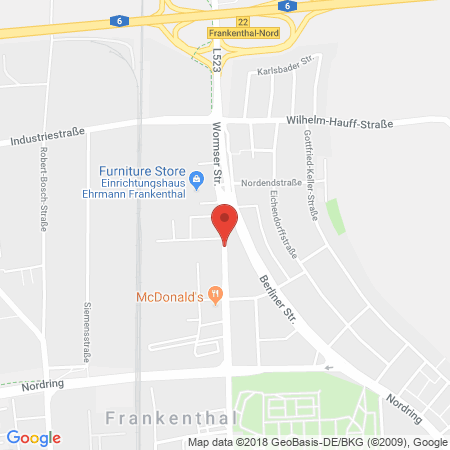 Position der Autogas-Tankstelle: Shell Tankstelle in 67227, Frankenthal