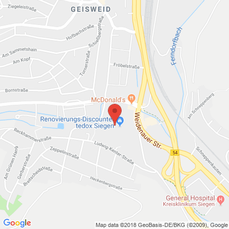 Position der Autogas-Tankstelle: Petrol Tankstellen u. Waschstraßen GmbH in 57078, Siegen