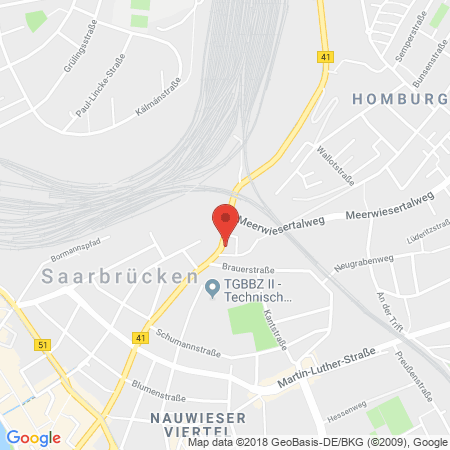 Position der Autogas-Tankstelle: Total Saarbruecken in 66111, Saarbruecken