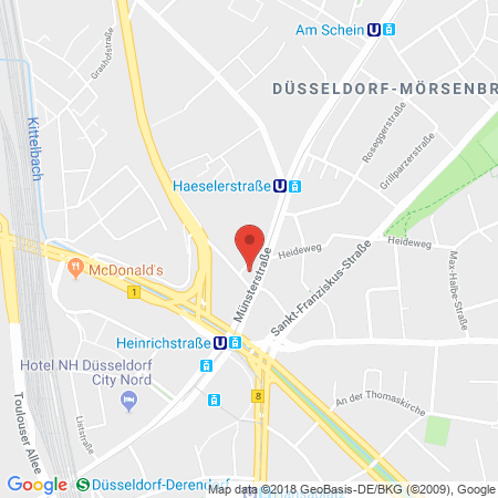 Position der Autogas-Tankstelle: Shell Tankstelle in 40470, Duesseldorf