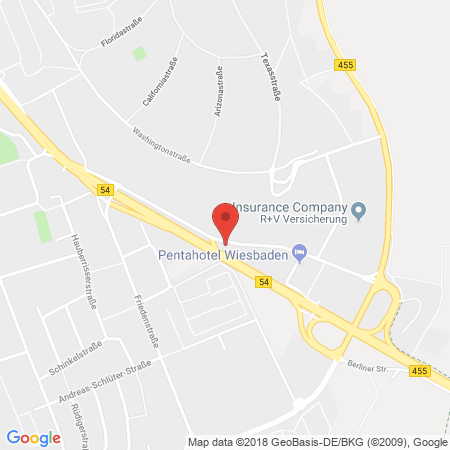 Position der Autogas-Tankstelle: Aral Tankstelle in 65189, Wiesbaden
