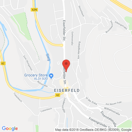 Position der Autogas-Tankstelle: Esso Tankstelle in 57080, Siegen