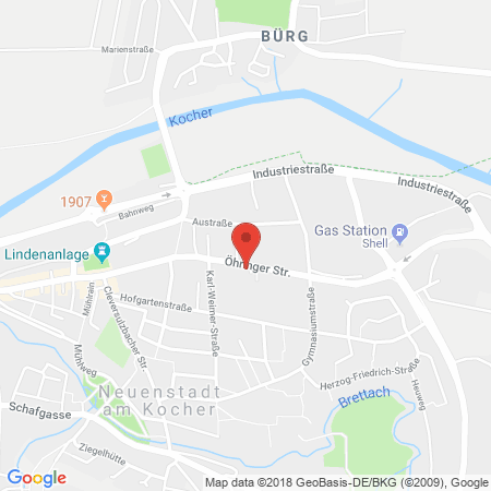 Position der Autogas-Tankstelle: AVIA Tankstelle in 74196, Neuenstadt Am Kocher