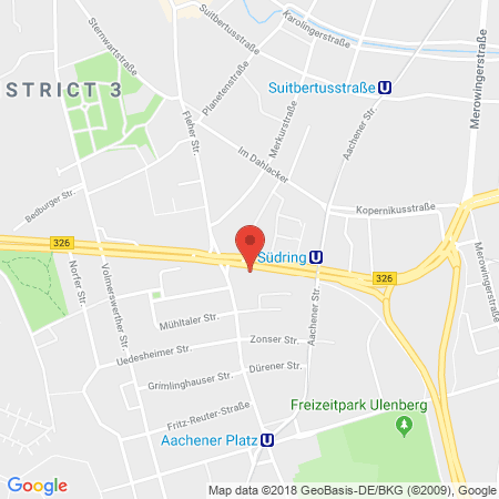 Position der Autogas-Tankstelle: Total Duesseldorf in 40223, Duesseldorf