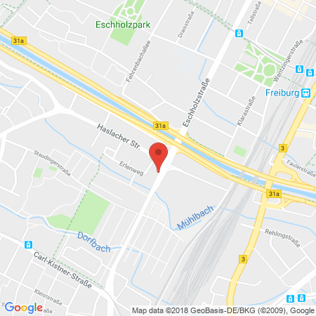 Position der Autogas-Tankstelle: OMV Tankstelle in 79115, Freiburg